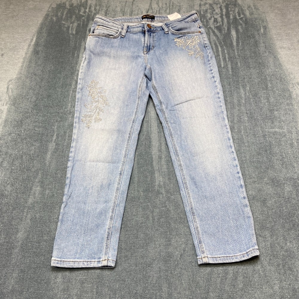 Lee Modern Series Jeans Womens 28x24 Blue Denim Embroidered Casual Mid Rise Fit